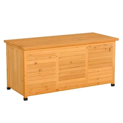 Gartenbox, Kissenbox, Gartentruhe, wetterbeständig, Massivholz, Gelb