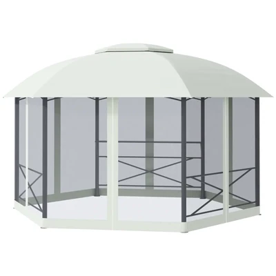Runder Gartenpavillon Pavillon 4 x 5 m Festzelt Partyzelt wetterfest grau