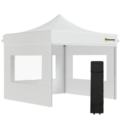 Faltpavillon 300 x 300 x 320 cm mit Seitenwänden  wasserdicht Weiss