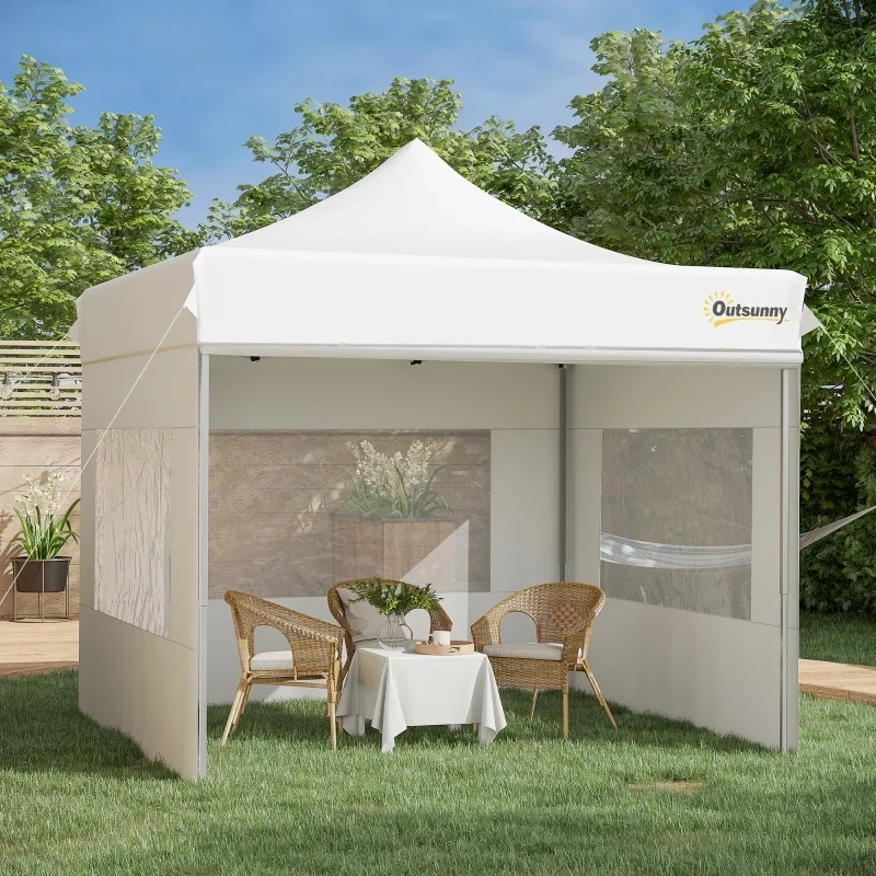 Faltpavillon 300 x 300 x 320 cm mit Seitenwänden  wasserdicht Weiss