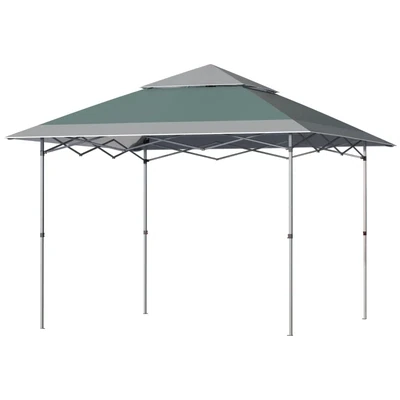 Faltpavillon 3,5 x 3,5 m Pop-Up-Zelt Gartenpavillon Grün+Grau