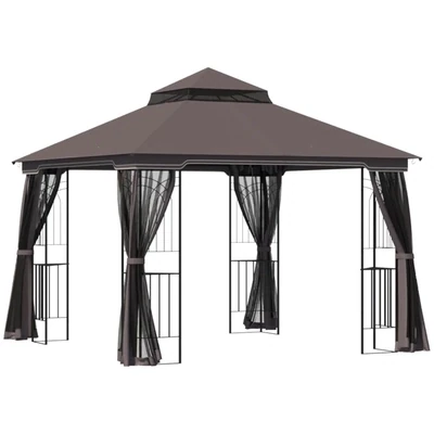Luxus-Gartenpavillon 3 x 3 x 2,7 m mit Doppeldach Pavillon Festzelt Partyzelt Kaffee