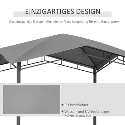 Gartenpavillon 3 x 3 m Pavillon Pergola Laube Grau
