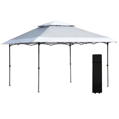 Faltpavillon 3,6 x 3,6m Pop-Up-Zelt Gartenpavillon Hellgrau+Weiss