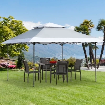 Faltpavillon 3,6 x 3,6m Pop-Up-Zelt Gartenpavillon Hellgrau+Weiss