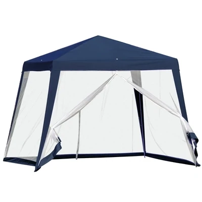 Gartenpavillon Pavillon Partyzelt mit Moskitonetz Blau 3 x 3 m