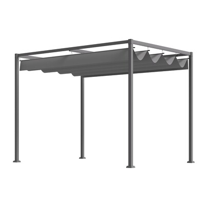 Pergola 3x2m, Terrassendachung, Gartenpavillon mit verstellbares Dach, für Terrasse und Garten, Grau