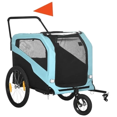 2 in 1 Hundeanhänger Hundebuggy Fahrradanhänger Hunde Velo-Anhänger, blau , 170 x 77 x 90 cm