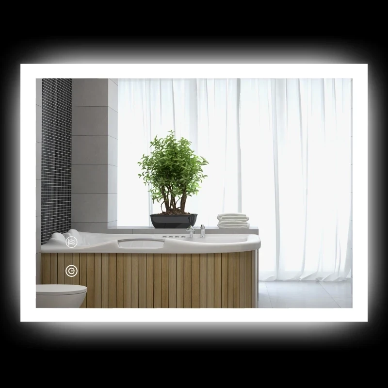 LED Badezimmerspiegel, Hintergrundbeleuchtung 80 x 60 cm