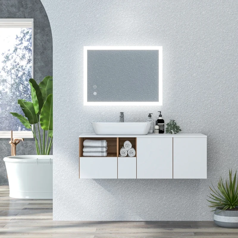 LED Badezimmerspiegel, Hintergrundbeleuchtung 80 x 60 cm