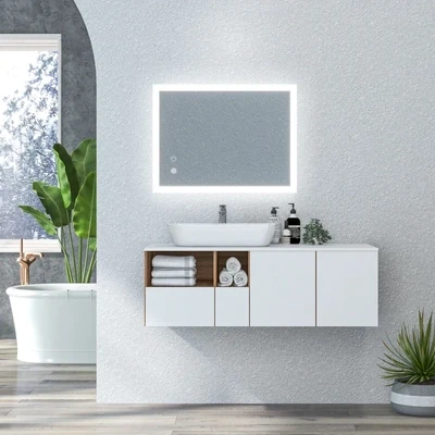 LED Badezimmerspiegel, Hintergrundbeleuchtung 80 x 60 cm