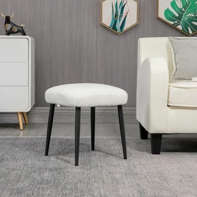 Hocker, Sitzhocker, Kaschmir-Optik, Fusshocker, Creme-Weiss