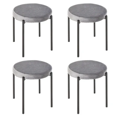 4er-Set Esszimmerhocker Stapelhocker Barhocker modern Polyester Stahl Grau