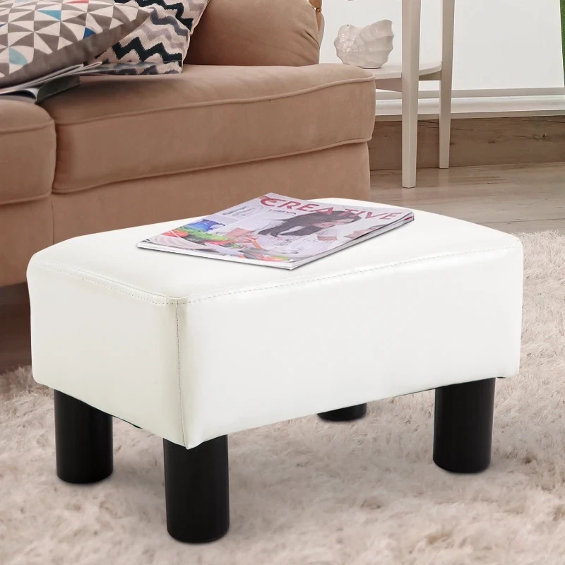 Fusshocker Sitzhocker Sitzbank Chesterfield aus Kunstleder weiss