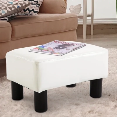 Fusshocker Sitzhocker Sitzbank Chesterfield aus Kunstleder weiss