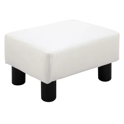 Fusshocker Sitzhocker Sitzbank Chesterfield aus Kunstleder weiss