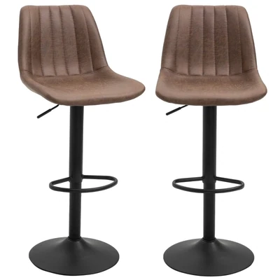 2er-Set Barhocker im Retrodesign, Braun + Schwarz