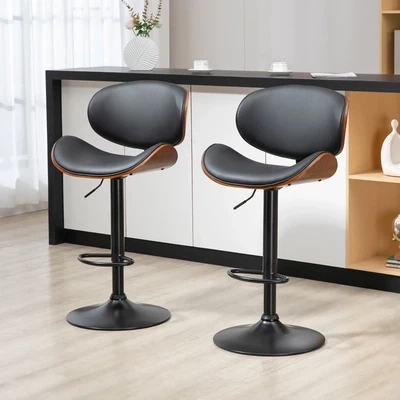 Barhocker-Set, höhenverstellbar, drehbar, schwarz,