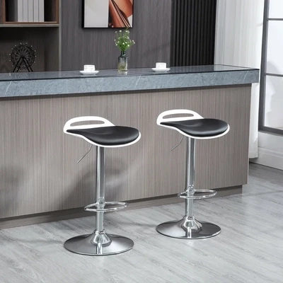 Barhocker, 2er-Set, höhenverstellbar, drehbar, schwarz,
