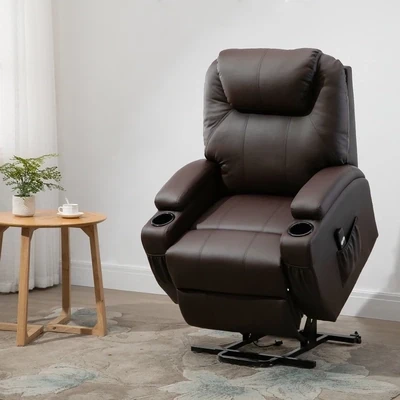 Aufstehsessel Braun | Liegefunktion, Becherhalter, optional Montageservice