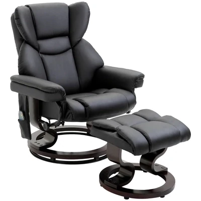 Massagesessel mit Fusshocker Kunstleder schwarz
