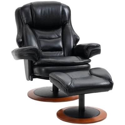 Relaxsessel mit Ottomane, Liegesessel, 360° drehbar, verstellbare Rückenlehen, Schwarz + Braun