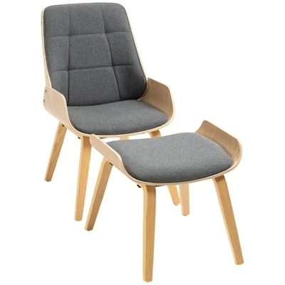 Sessel-Set im Skandidesign, Sessel mit Ottomane, weiche Polsterung