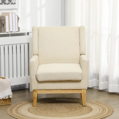 Ohrensessel im Skandidesign, Natur + Creme