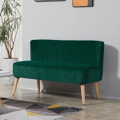 Sofa 2-Sitzer Couch Stoffsofa Sitzmöbel Polstersofa Loungesofa breit Dunkelgrün