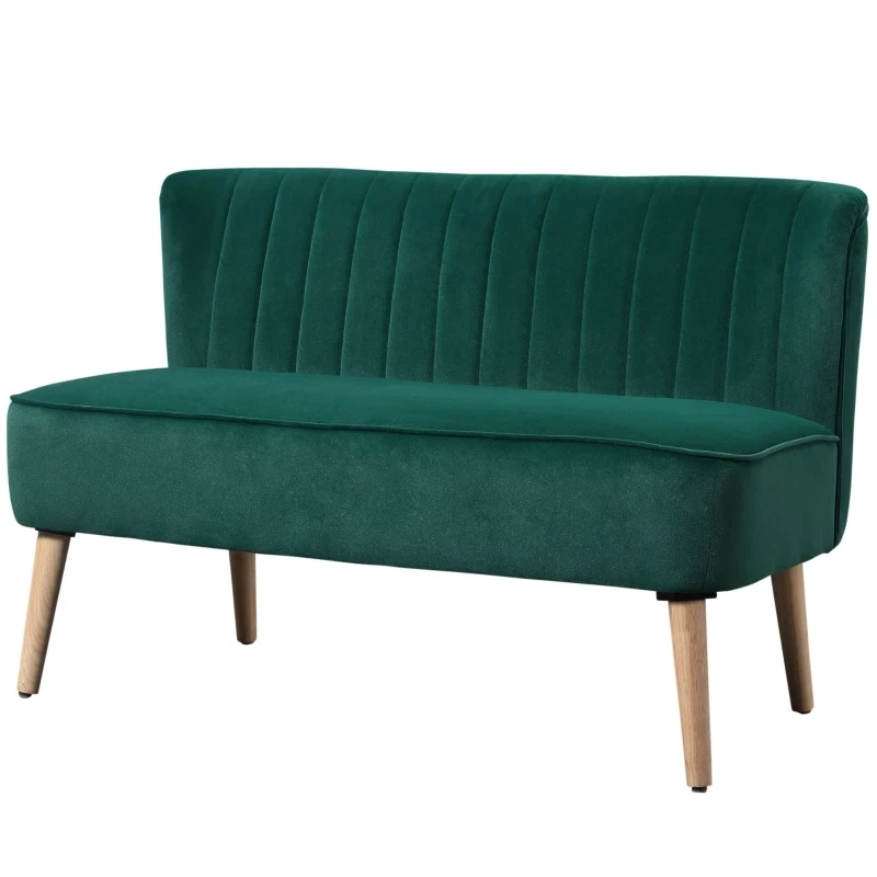 Sofa 2-Sitzer Couch Stoffsofa Sitzmöbel Polstersofa Loungesofa breit Dunkelgrün