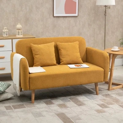 2-Sitzer Doppelsofa gelb 130 cm x 70 cm x 80 cm