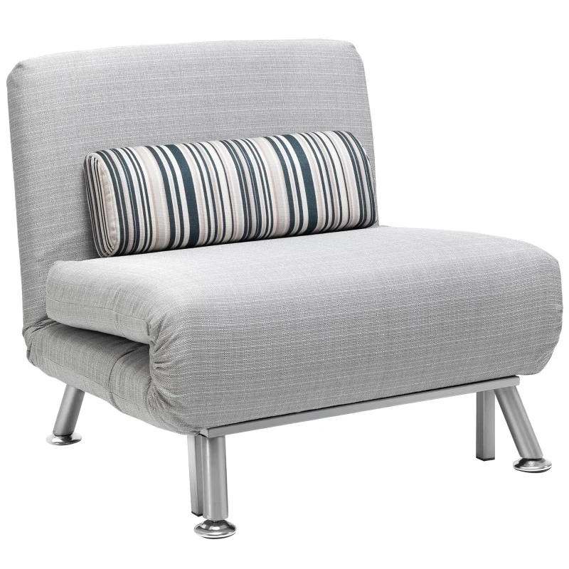 Klappsessel mit Bettfunktion, klappbares Gästebett in Leinenoptik, Verstellbare Rückenlehne, 75 x 70 x 75 cm, Grau