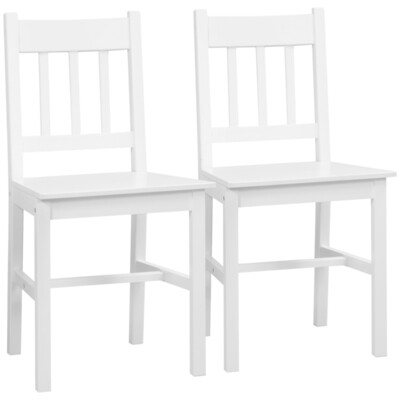 2er-Set Esszimmerstühle, Holzstühle, Massivholz, Weiss