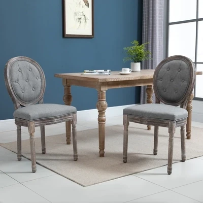 2er Set Esszimmerstuhl, Stuhlset, Wohnzimmerstuhl im Retrostil, Grau,