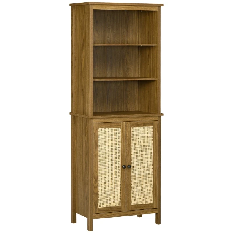 Schrank, Bücherregal in Wiener-Geflecht-Optik, Rattan, Braun
