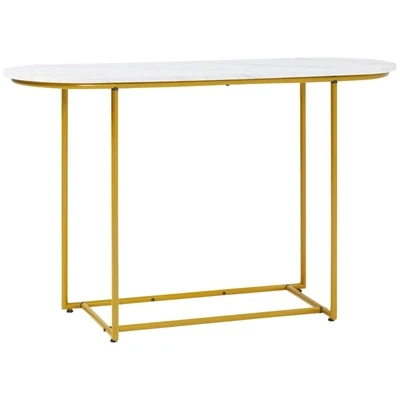 Konsolentisch in Artdeco-Design, Marmoroptik, Weiss + Gold