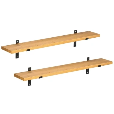 2er-Set Regale, Bücherregal, Holzregal, Massivholz, Natur + Schwarz