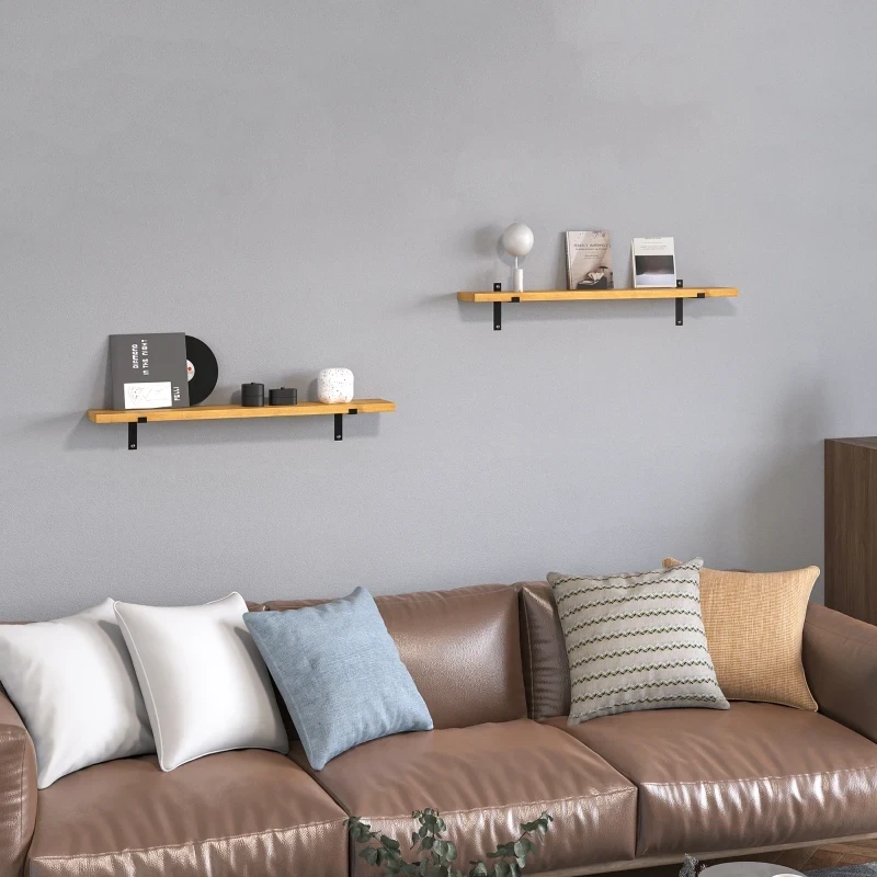 2er-Set Regale, Bücherregal, Holzregal, Massivholz, Natur + Schwarz