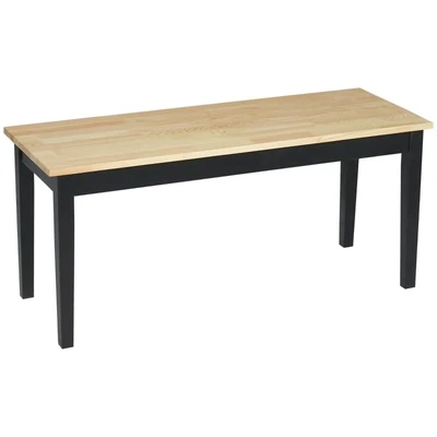 Moderne Sitzbank für 2 Personen, Holzbank, Massivholz, lackiert, Natur + Schwarz