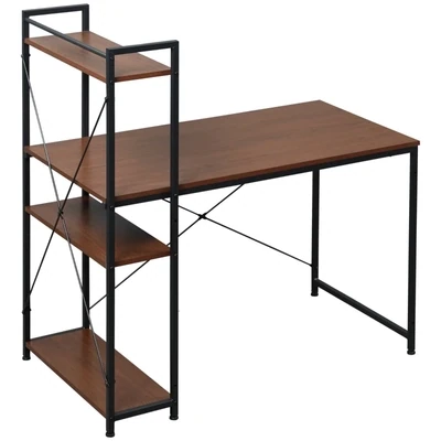 Schreibtisch Computertisch Bürotisch mit Regal Walnuss Schwarz