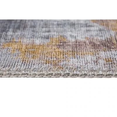 Teppich pfegeleicht Kurzflor Grau-Gelb 290 x 200 x 0,7 cm