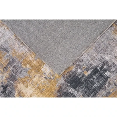 Teppich pfegeleicht Kurzflor Grau-Gelb 170 x 120 x 0,7 cm