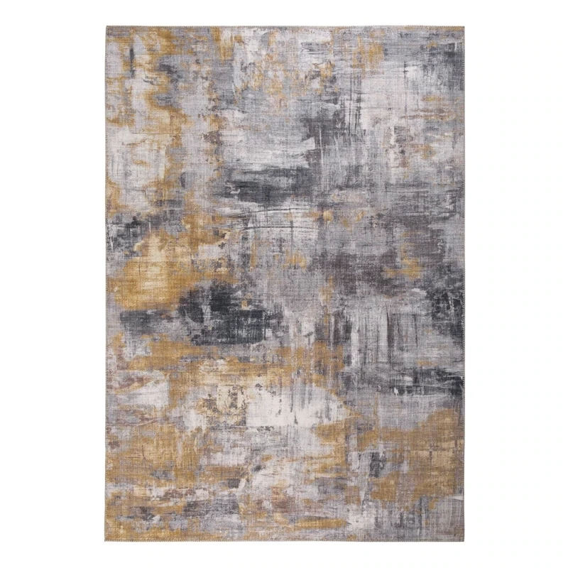 Teppich pfegeleicht Kurzflor Grau-Gelb 230 x 160 x 0,7 cm