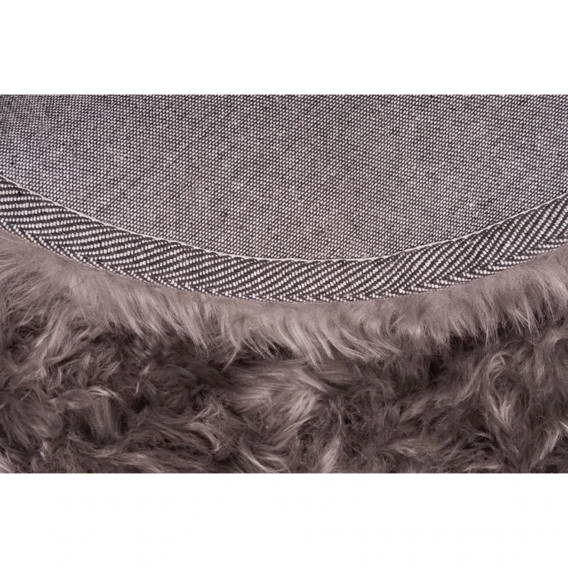 Teppich rund Taupe Hochflor 80 cm rund