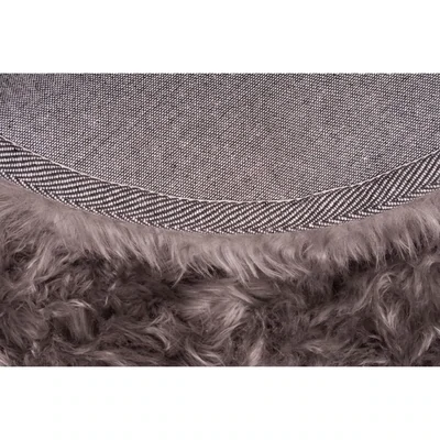 Teppich rund Taupe Hochflor 80 cm rund