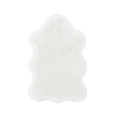 Teppich Kunstfell Hochflor Weiss 80 x 55 x 3 cm