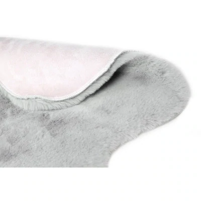 Teppich Kunstfell Hochflor grau 80 x 55 x 3 cm