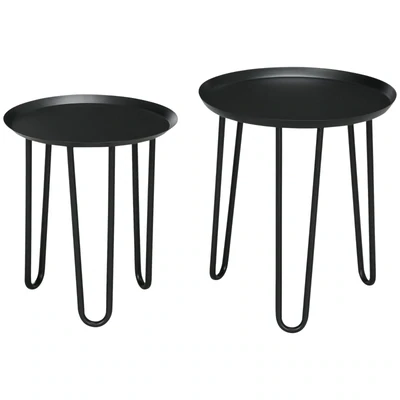 2er-Set Beistelltisch im Skandi-Design, Couchtisch, Schwarz