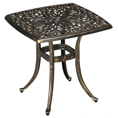 Gartentisch, dekoratives Vintage-Design Bronze, mit Schirmloch