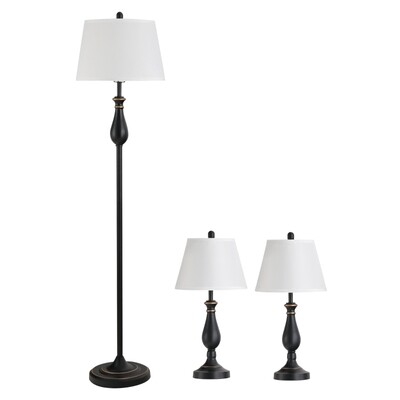 Vintage 3er-Lampenset 1 Stehlampe + 2 Tischlampe